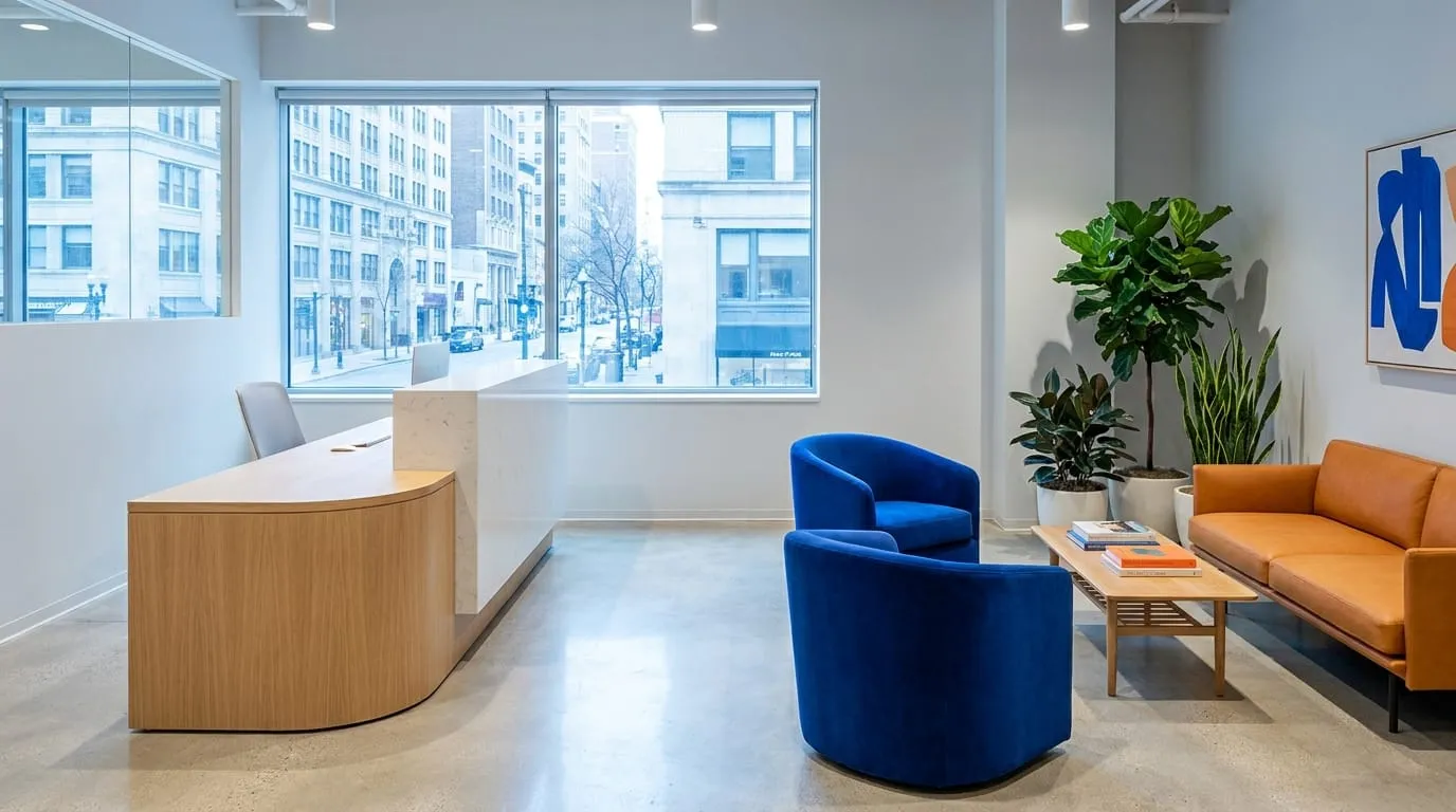 Keystone's bright office reception.